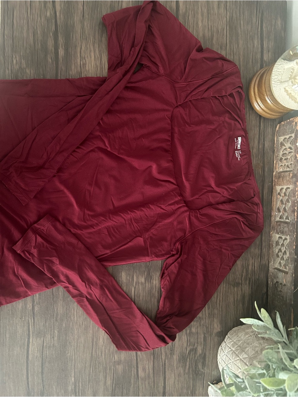 AERIE Smoothez Long Sleeve Maroon Top